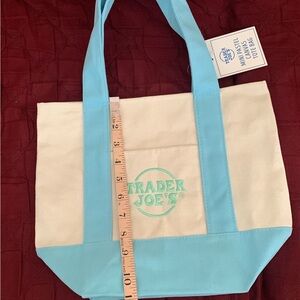 Trader Joe mini  Blue and Cream Canvas Tote